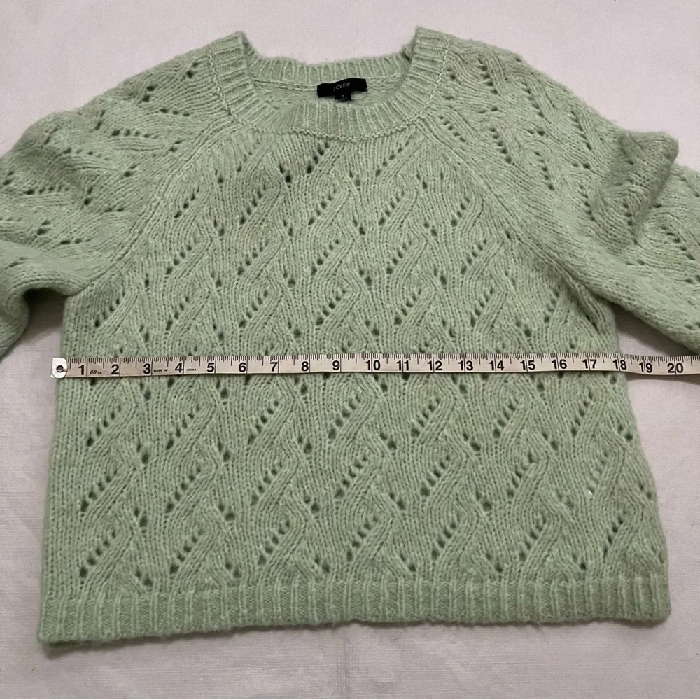 J. Crew Pointelle Crewneck Sweater Heather Honeydew NWT